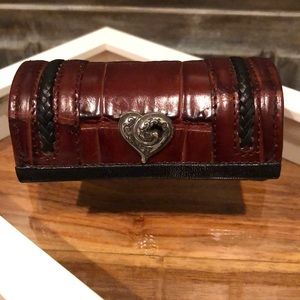 Brighton Brown Leather Heart Accent Cosmetic Case